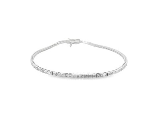 18K White Gold Tennis Bracelet with Natural Round Diamonds